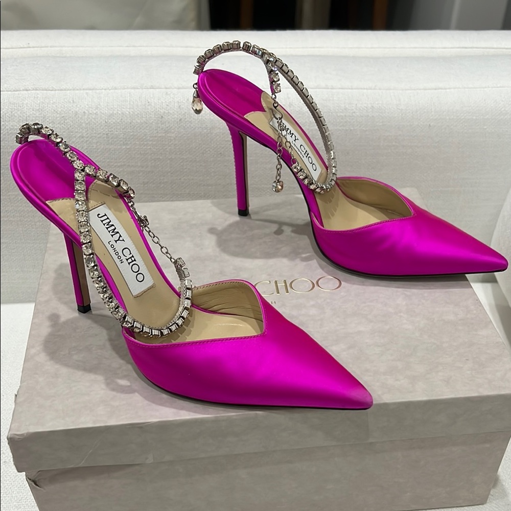Jimmy Choo pink satin heels